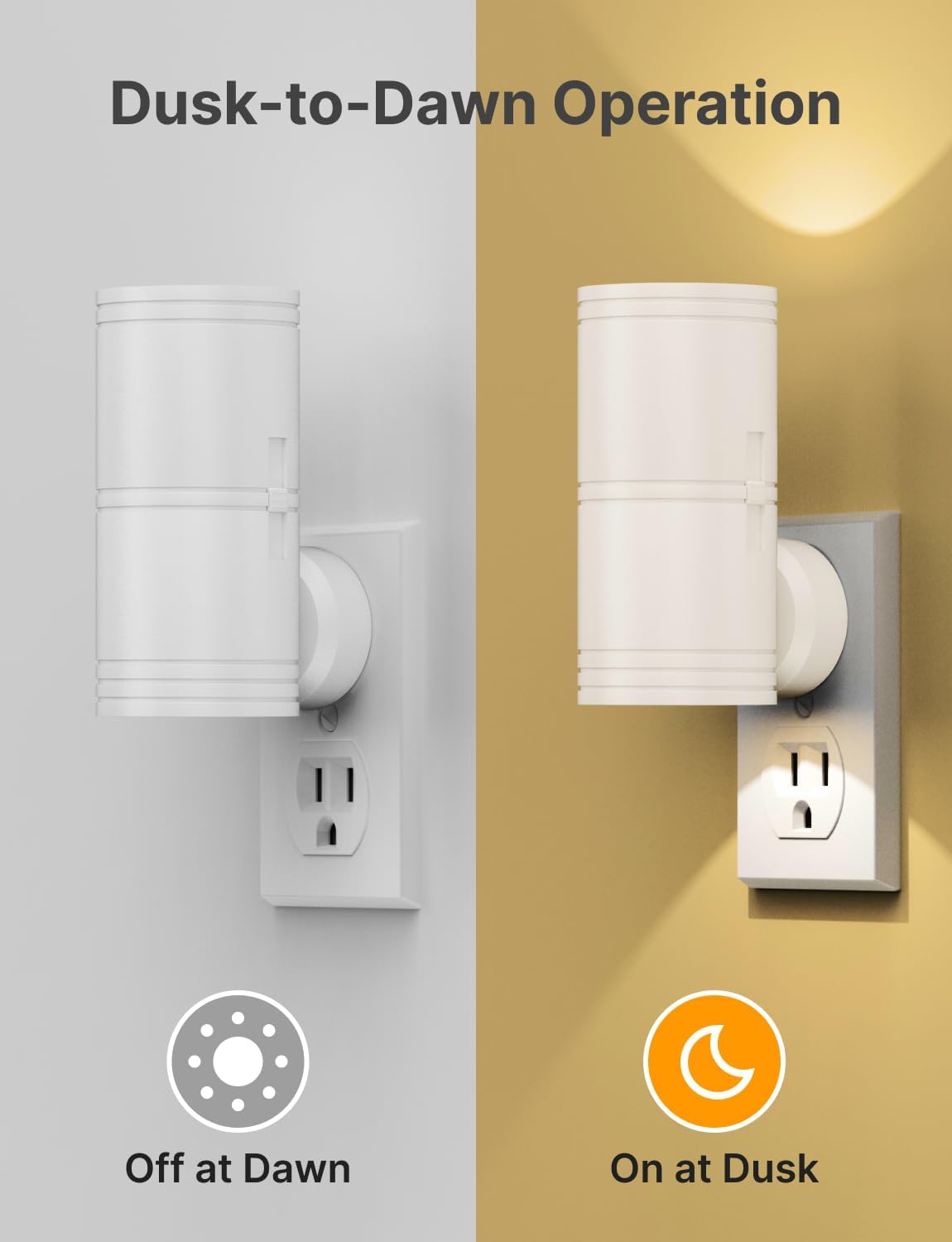 Likelgn Night Light Plug into Wall, 2 Pack Dimmable LED Nightlight with Dusk to Dawn Sensor, Soft White Glow, for Hallway, Bathroom, Bedroom, Black
