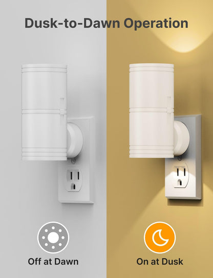 Likelgn Night Light Plug into Wall, 2 Pack Dimmable LED Nightlight with Dusk to Dawn Sensor, Soft White Glow, for Hallway, Bathroom, Bedroom, Black