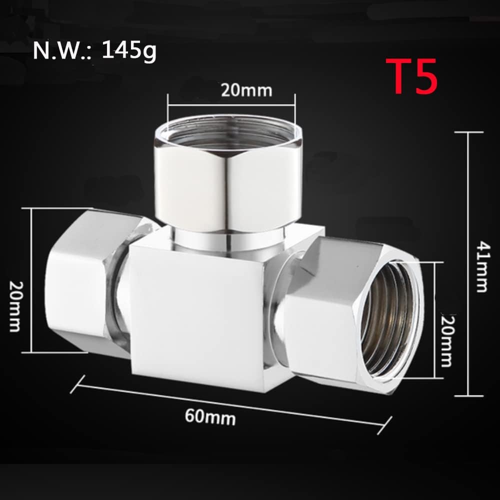 Water Diverter Fitting Adapter, Add-A-Tee G1/2" Hose Connector Adapter for Angle Valve adapter, Shower arms, Toliet Bidet Sprayer, Hose Pipe Fittings (3 Way T2)