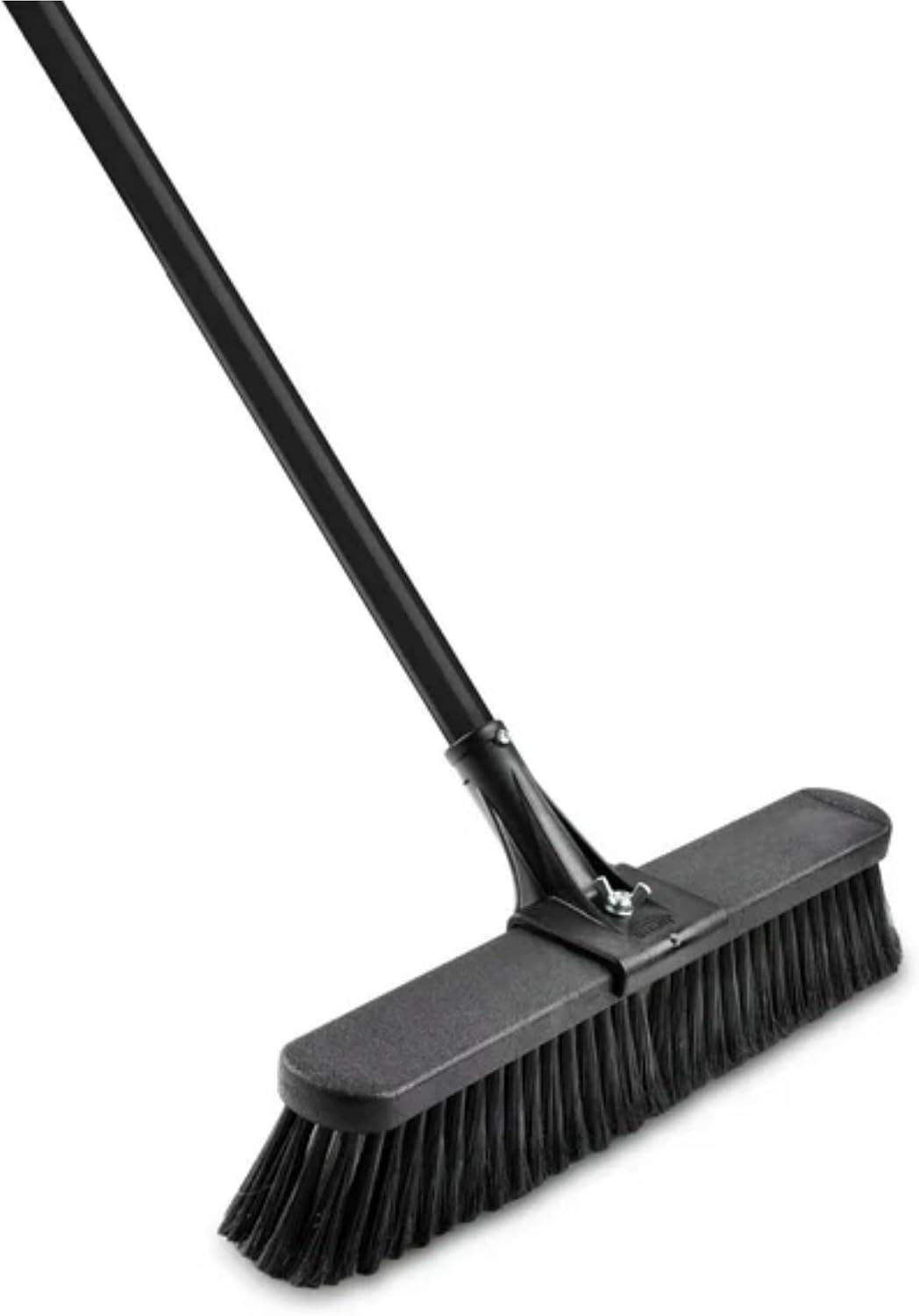 24-Inch Push Broom with 59" Metal Handle, Heavy-Duty Outdoor Broom with Stiff Flagged Bristles for Garage, Driveway & Patio