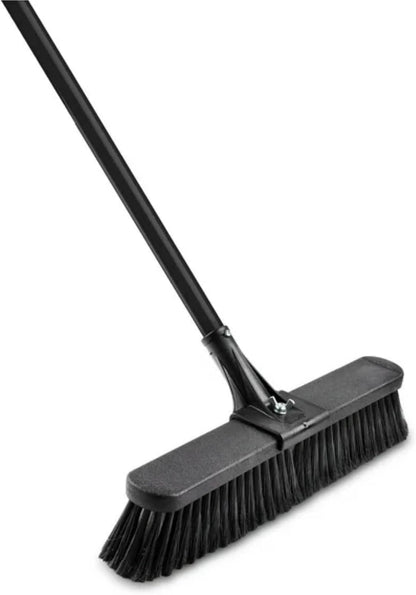 24-Inch Push Broom with 59" Metal Handle, Heavy-Duty Outdoor Broom with Stiff Flagged Bristles for Garage, Driveway & Patio