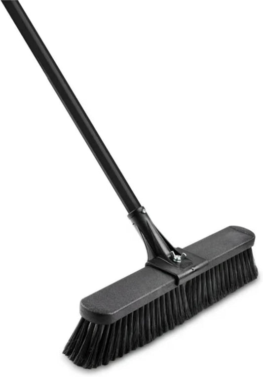 24-Inch Push Broom with 59" Metal Handle, Heavy-Duty Outdoor Broom with Stiff Flagged Bristles for Garage, Driveway & Patio