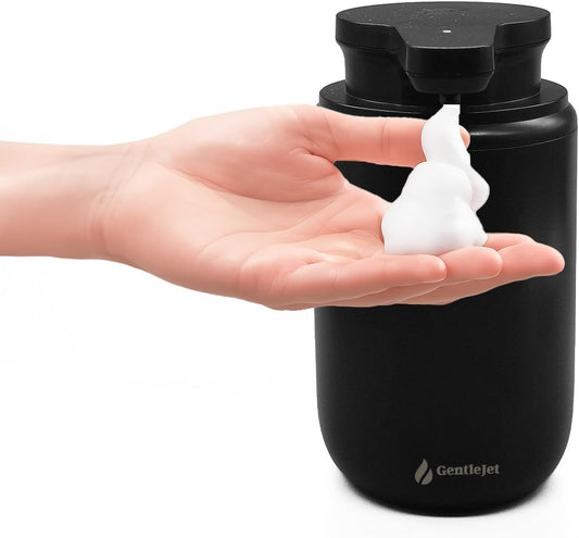 GentleJet SimpleFoam Automatic Foaming Soap Dispenser – Touchless Sensor, USB-C Rechargeable, IPX5 Waterproof, Dual Output for Bathroom Kitchen Sink, ABS Compact Design