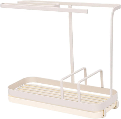 Brrnoo Milk Yellow Sponge Holder with Drainage System – Wall-Mounted Kitchen Sink for Dishcloths & Scrubbers，Metal Rack