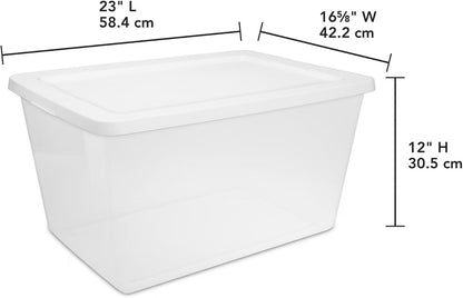 41 Quart Under Bed Storage Bins with Snap-On Lids, 2-Pack, Clear Plastic Stackable Tote Boxes, Closet Storage for Clothes Storage & Bedroom Organization