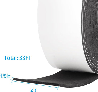 Seal Foam Tape,1/2 Inch W x 1/8 Inch T Weather Stripping for Door and Window,High Density Single Sided Closed Cell Door Insulation Weather Strip, 3 Rolls Total 50FT Black