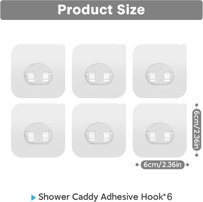 14 Pack Shower Caddy Adhesive Replacement, Transparent Strong Adhesive Hooks, No Drilling, Waterproof Wall Hooks for Shower Caddy, Bathroom Storage Shelves and Kitchen Racks