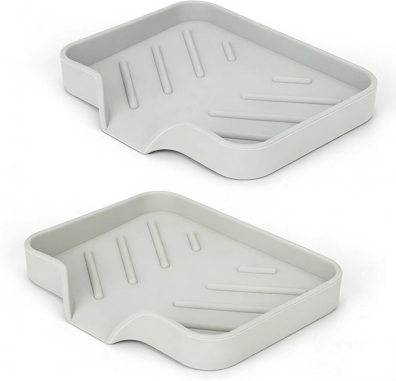 2 Pack Silicone Soap Dish, Self Draining Soap Dish, Non Slip Bar Soap and Sponge Holder for Bathroom Kitchen Sink Counter Organizer Easy to Clean Soap Tray Waterfall Soap Saver