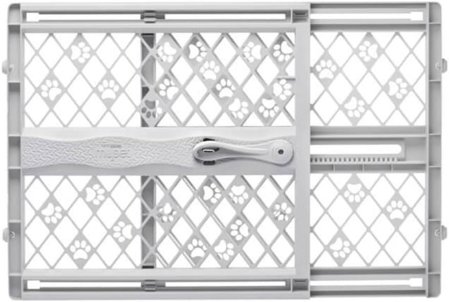MYPET Paws Portable Pet Gate: 26-40" Wide Expandable, Pressure Mounted No Tools Needed, Durable Dog Gate for Doorways, Made in USA, 23" Tall, Fieldstone Gray