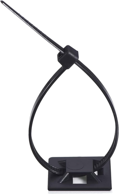 Hicarer 100 Pack Adhesive Clips for Wire Zip Tie Holder Mounts Self Adhesive Cable Base Holders Black Multi Purpose Cords Cable Tie Sticky Desk Wall Organizer