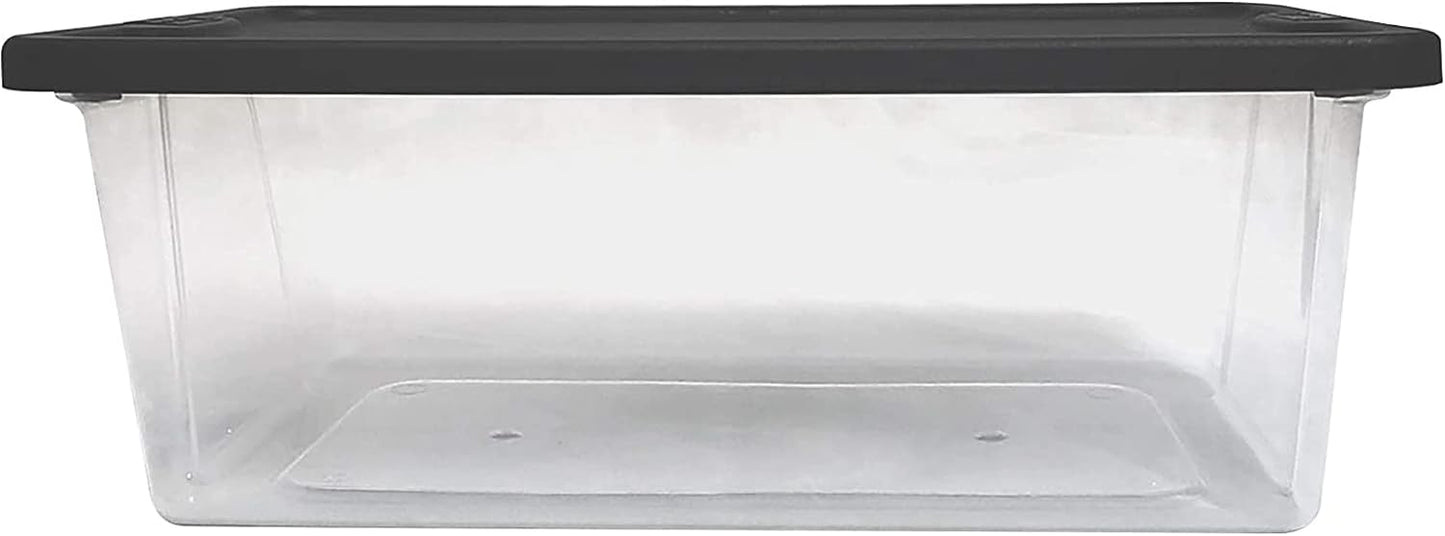 HOMZ 2-Pack Snaplock, Small Clear Plastic Storage Organizer Bins w/ Lids, 28 Quart, Gray - Stackable Container Boxes for Bedroom, Bathroom, Garage, and Office Organization