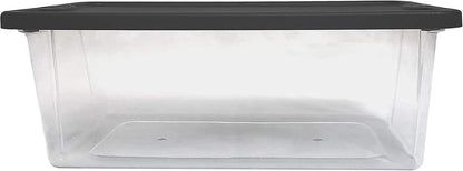 HOMZ 2-Pack Snaplock, Small Clear Plastic Storage Organizer Bins w/ Lids, 28 Quart, Gray - Stackable Container Boxes for Bedroom, Bathroom, Garage, and Office Organization