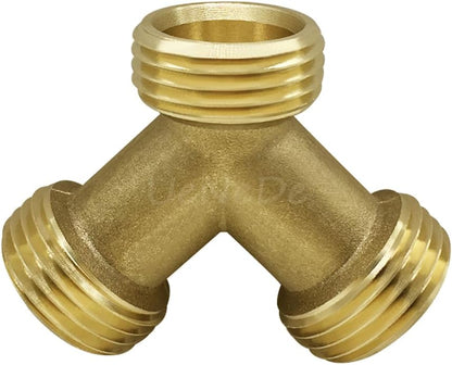 Uenede 2PCS Garden Hose Splitter Brass 3/4" GHT Thread Heavy Duty 2 Way Y Connector with Washers Garden Hose Adapter for Backyard Water Tap, Outlet, & Spigot