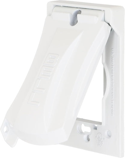 Hubbell-Bell MX1050W 1-Gang Weatherproof Universal Metal Flip Cover, Vertical/Horizontal 12-in-1, White