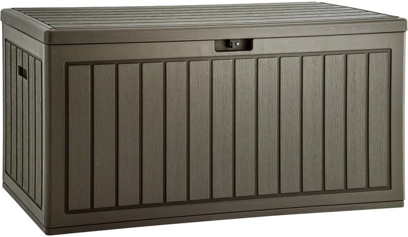 YITAHOME 100 Gallon Large Outdoor Deck Box | Waterproof Resin Storage Box, Lockable Indoor Outdoor Storage Container for Patio Furniture Cushions, Pool Accessories