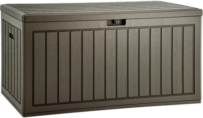 YITAHOME 100 Gallon Large Outdoor Deck Box | Waterproof Resin Storage Box, Lockable Indoor Outdoor Storage Container for Patio Furniture Cushions, Pool Accessories