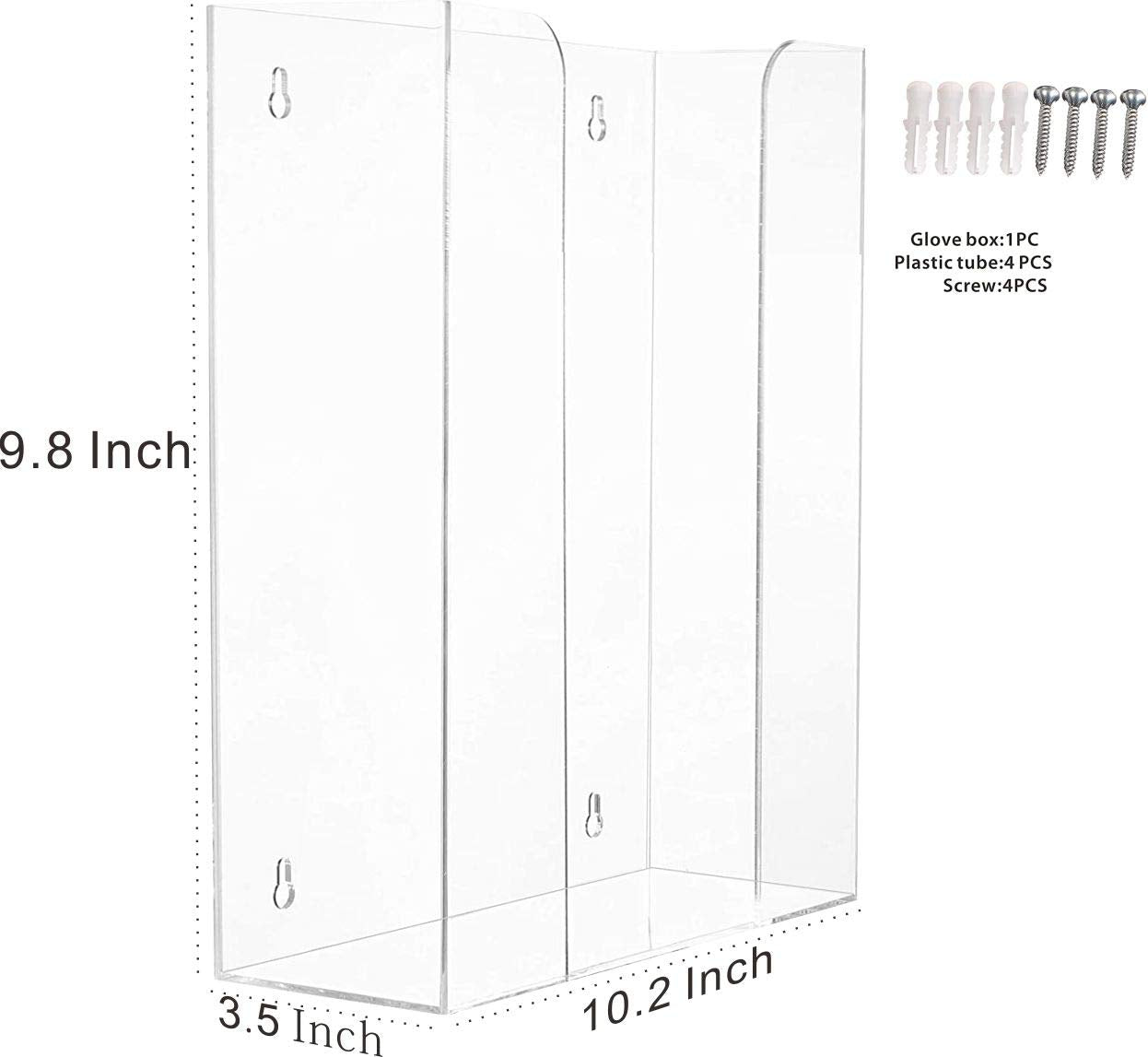 Cq acrylic Rubber Glove Holder for Wall Mount,Clear Disposable Glove Dispenser and Glove Box on Wall,Multipurpose Wall Floating Mask Dispenser and Medical Gloves Rack Storage,10.2”x16”x3.5” Pack of 1