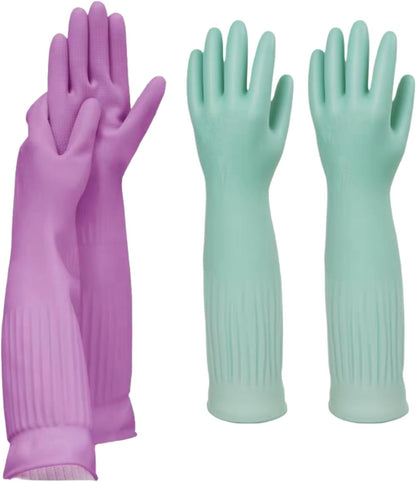 18inch Household Cleaning Rubber Kitchen Waterproof Long Gloves,Reusable Durable Anti Slip Work Latex Gloves