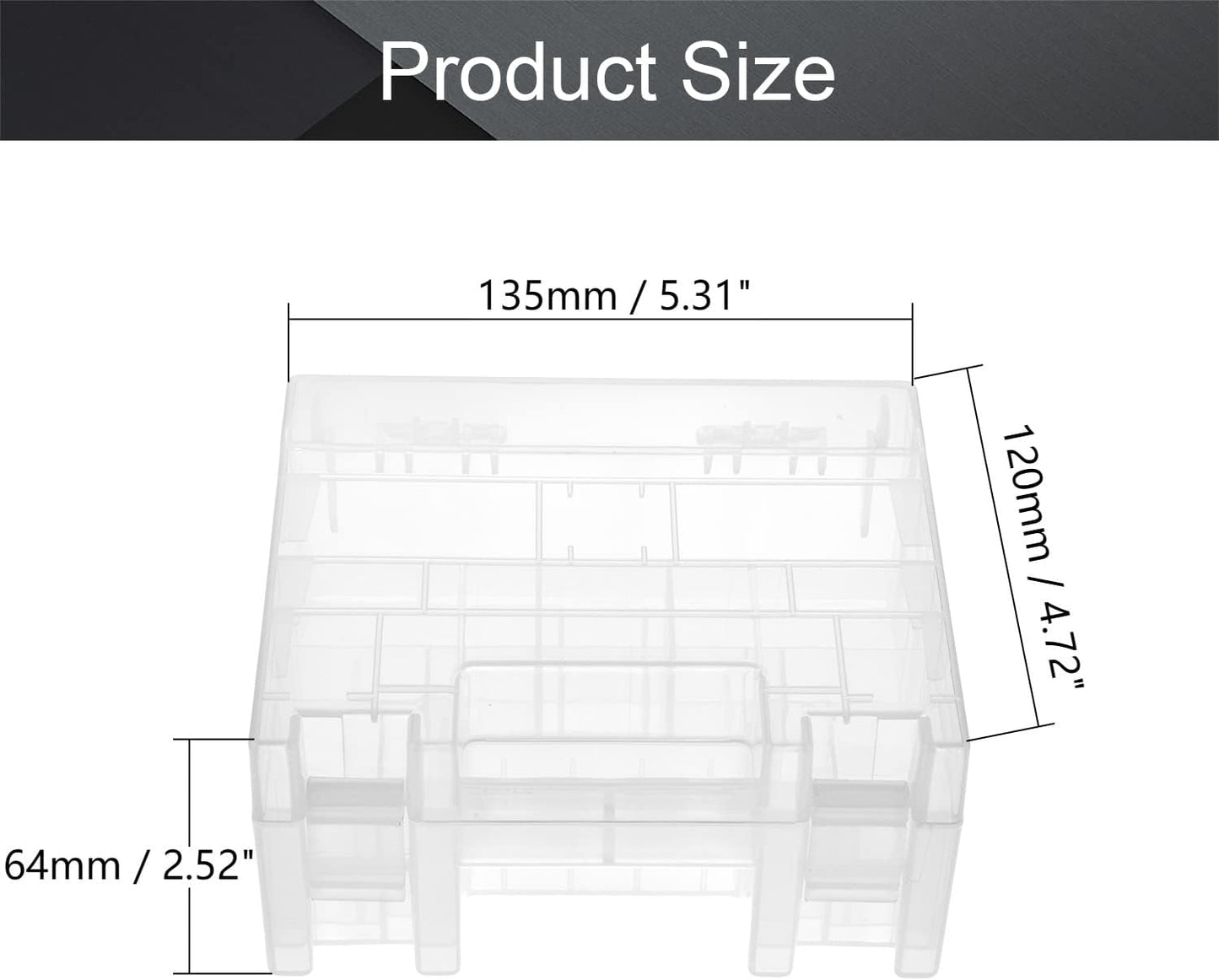 Fielect AAA/AA/C/D Battery Storage Case Holder Organizer Box Transparent