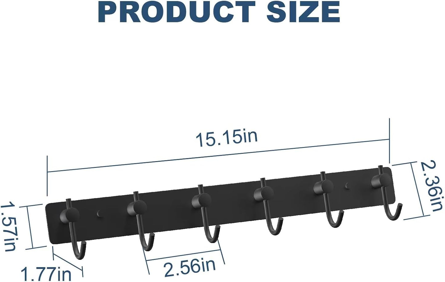 VAEHOLD Black Hat and Coat Wall Mount Rack - 3 Hooks for Robes, Bags, Keys, and Towels - Bathroom Towel Hanger Organizer (1 Pack)