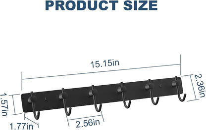 VAEHOLD Black Hat and Coat Wall Mount Rack - 3 Hooks for Robes, Bags, Keys, and Towels - Bathroom Towel Hanger Organizer (1 Pack)