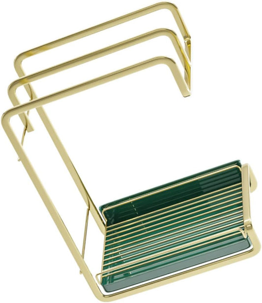 PRETYZOOM Iron Wall-Mounted Drain Rack Kitchen Sink Dish Drying Rack Cleaning Wall Hanging Sponge Holder