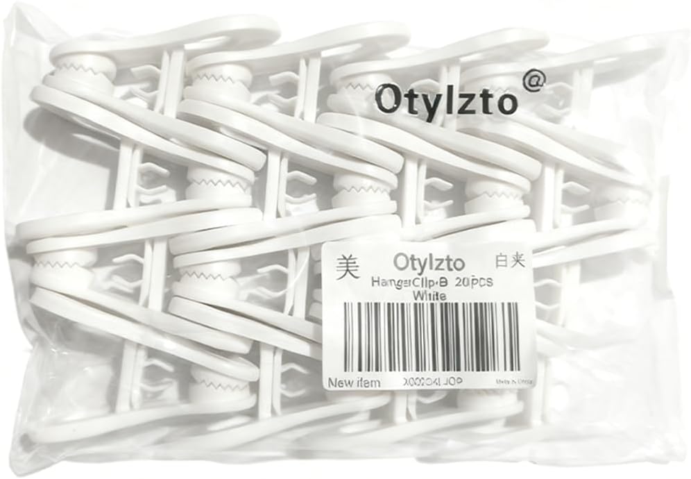 Otylzto 20 Pcs Multi-Purpose Clips for Hangers, White Clothes Hanger Clips, Standard Plastic Hanger