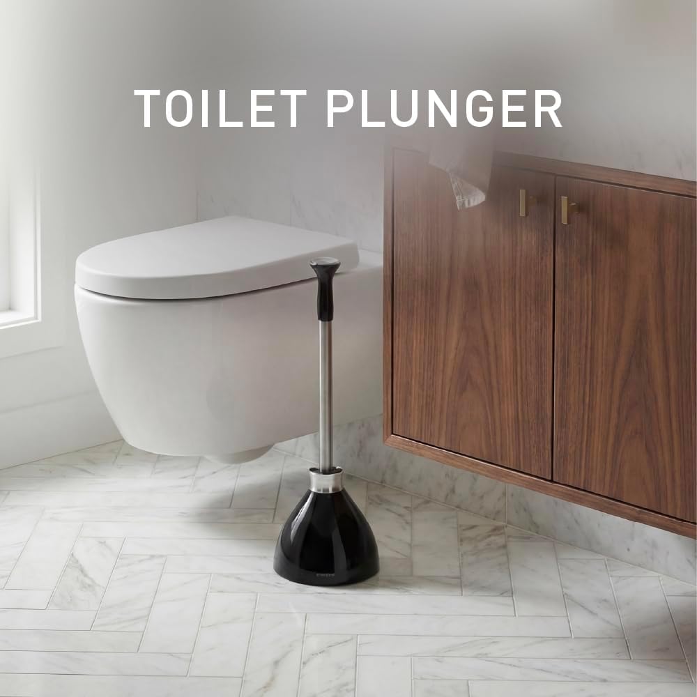 simplehuman Toilet Brush with Caddy, Stainless Steel, White