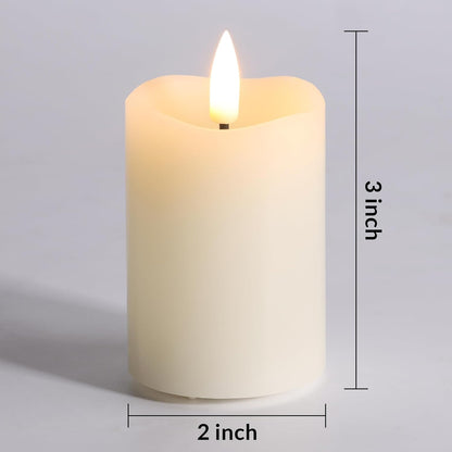 Ivory Flameless Votive Candles with Remote Batteries, Small 2x3 inch LED Wax Pillar Candles Flickering Set of 6