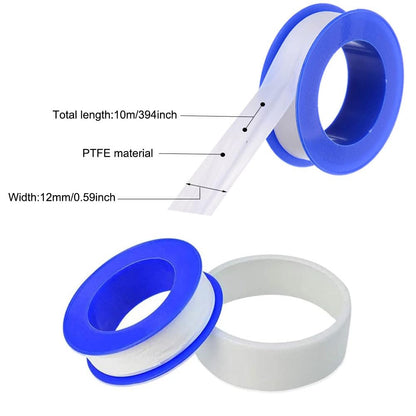 SKYPRO 10 Rolls Thread Seal Tapes, 1/2 PTFE Pipe Sealant Tape Industrial Thread Sealants Plumbers Thread Tape for Leak Water, Plumbers, Plumbing, Airs Head, Thread Pipe(1/2" x394", White)