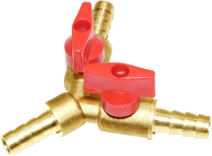 Joywayus 3/8" ID Hose Barb, Y Shaped Type 3 Way Brass Shut Off Ball Valve Fitting Large Flow Upgraded Version