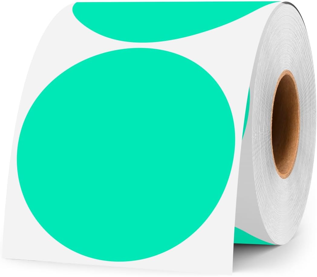 3 Inch White Color Code Dot Stickers,500 PCS Round Labels Stickers in Dispenser Box for Organization, Inventory,Classroom