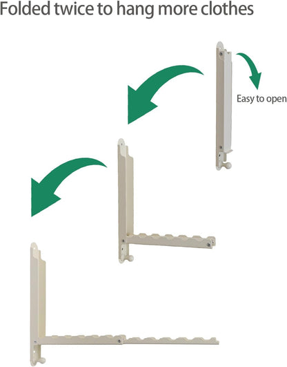 Foldable Clothes Drying Rack Heavy Duty Wall Mounted 2 Pack for Laundry | Metal Non-slip Rust-proof Clothing Rack Closet Organizer Essential for Bedroom Laundry Room