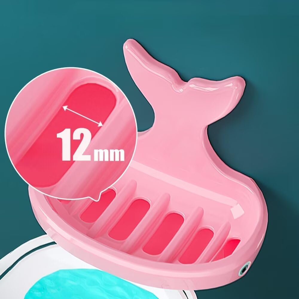 Soap Dish Holder for Shower Bar Double Layer Cute Lotus Shape Adhesive Tray Sink Wall Mounted Shampoo NO-Drilling Self Draining Hanging Saver Rack Plastic Bathroom Bathtub Kitchen，Pink
