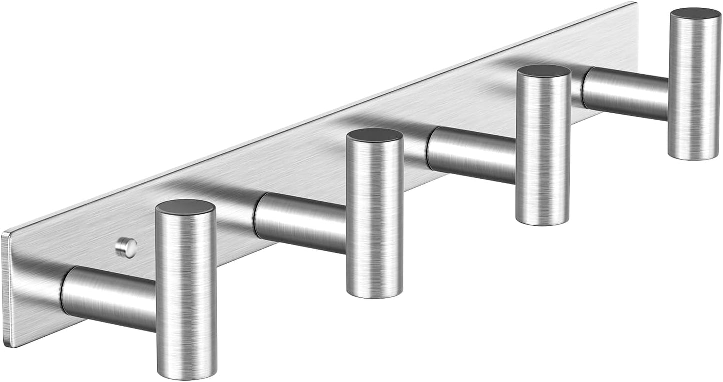 Wall Mounted Coat Rack-3 Hooks, Heavy Duty Stainless Steel Wall Hooks for Towel Coat Bag, Hat Rack Coat Hanger Coat Hooks Towel Racks for Bathroom Entryway Kitchen Office (Silver, 1 Pack)