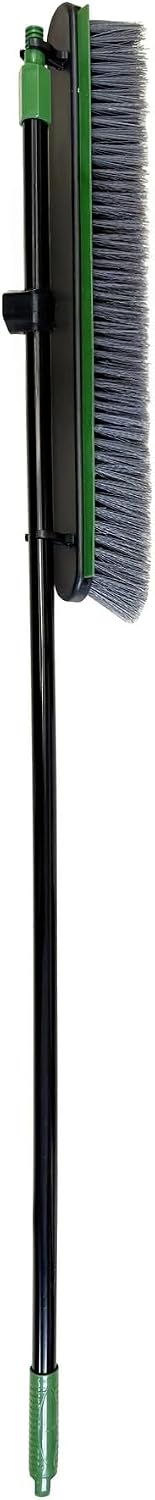 24-Inch Push Broom with 59" Metal Handle, Heavy-Duty Outdoor Broom with Stiff Flagged Bristles for Garage, Driveway & Patio