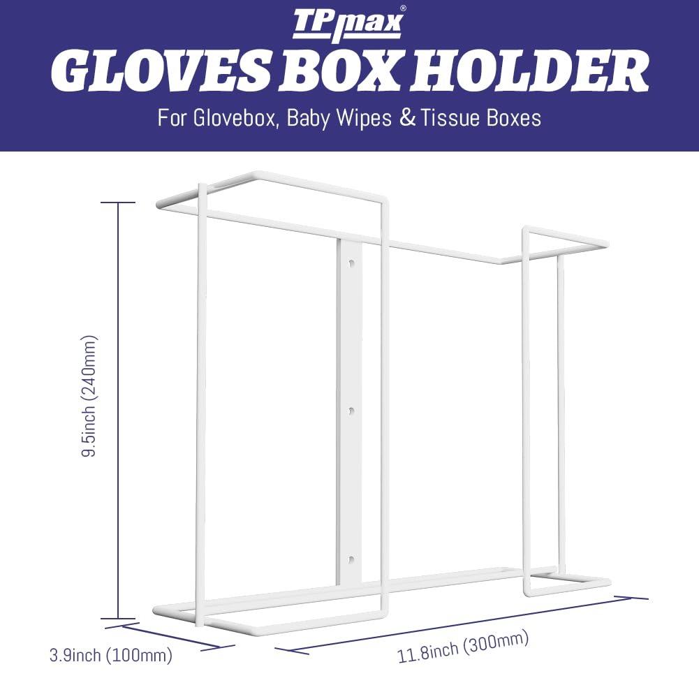 XL Gloves Box Holder,Wire Rack Dispenser for Gloves - Tissues Paper Towels Organizer - Mounting Accessories Included - Holds up to 3 Boxes - Perfect for Lab, Food Service and Home