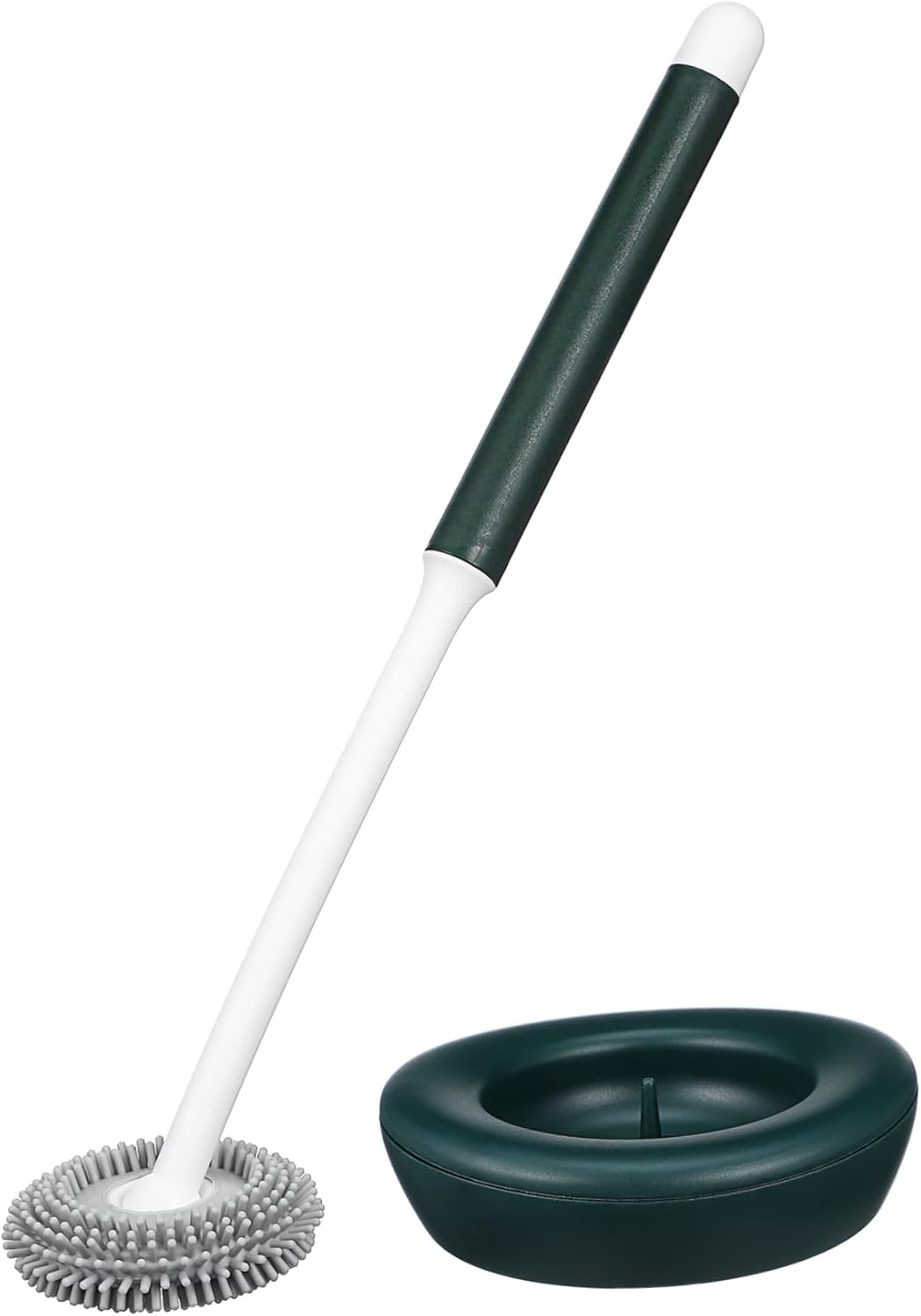 OUNONA 1set Silicone Toilet Brush Holder Quick Drying Toilet Bowl Scrubber for Household Cleaning Scratch Bristles Modern Design Construction Green