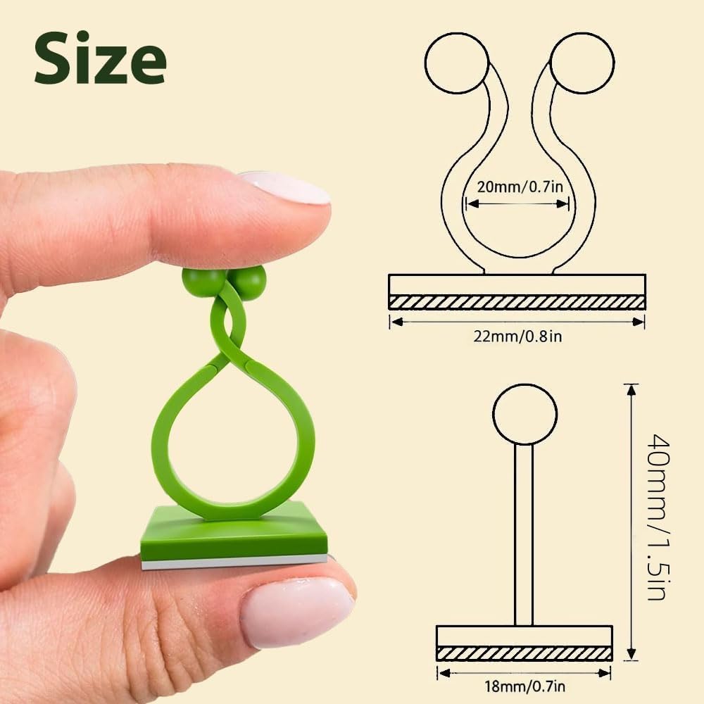 2025 New Self-Adhesive Vine Support Binding Clip Invisible Plant Fixation Hooks for Gardening,Plant Wall Clips for Climbing Plants, Wire Cable Storage Management (Green, 300PCS)
