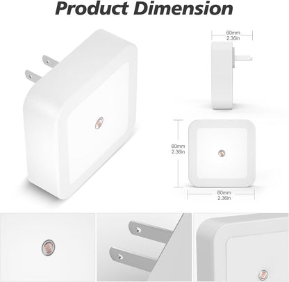 Sujeet Night Light, Night Lights Plug into Wall 4-Pack, Nightlight Plug in Night Lights, Dusk to Dawn Night Lamp Led Night Light for Bedroom, Bathroom, Hallway Warm White
