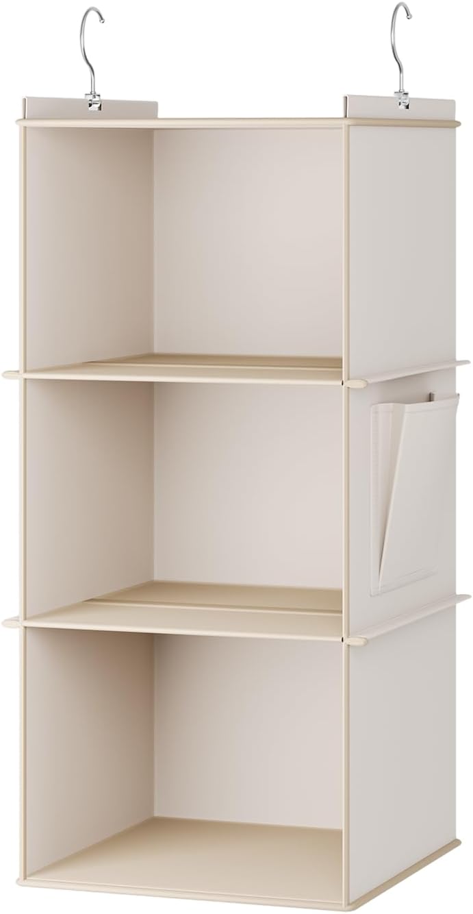 YOUDENOVA Hanging Closet Organizer, 4-Shelf Closet Hanging Storage Shelves, Grey