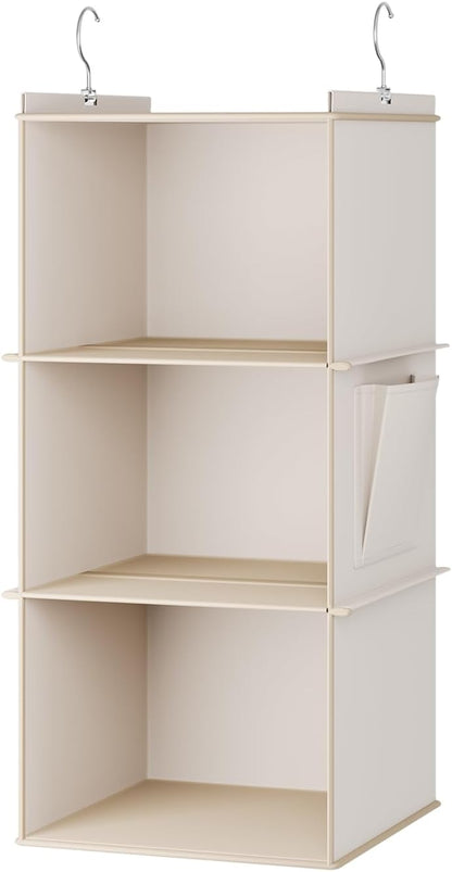 YOUDENOVA Hanging Closet Organizer, 4-Shelf Closet Hanging Storage Shelves, Grey