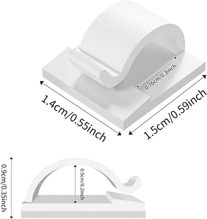 LinkDocs Cable Clips White, Adhesive Cord Clips, Cable Staples Outdoor Cable Management Wire Organizer Cord Holder for Under Desk, Car, Wall, TV PC Ethernet Cable (30 PCS White)