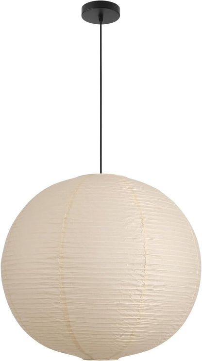Large Rice Paper Pendant Light Kit, 20in White Globe Paper Lantern Lights, E26 Base, Japanese Hanging Lantern Lamp Japandi Chandelier for Dining Room Bedroom Office Living Room