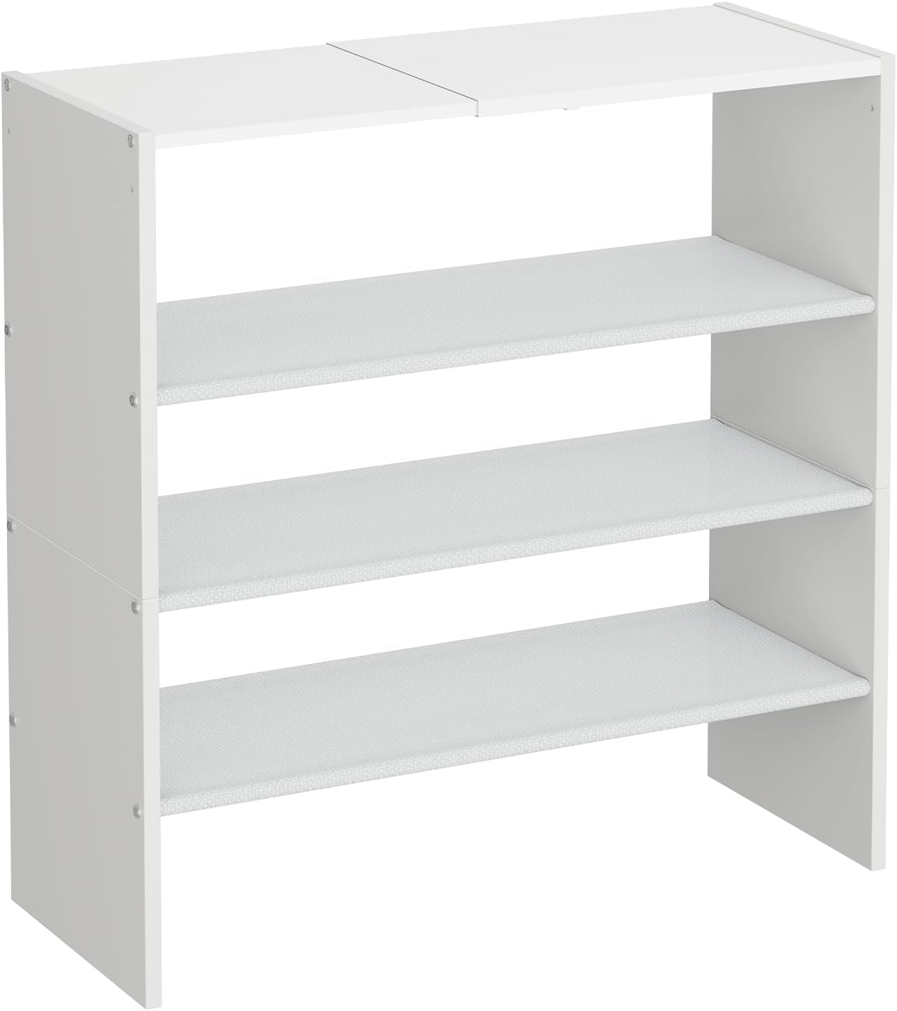 X-cosrack 2 Pack 2-Tier Shoe Rack Organizer for Closet, Expandable and Adjustable White Shoe Rack, Stackable Iron Wood Combination Shoe Storage Shelves for Closets, Entryway, Small Space, Garage