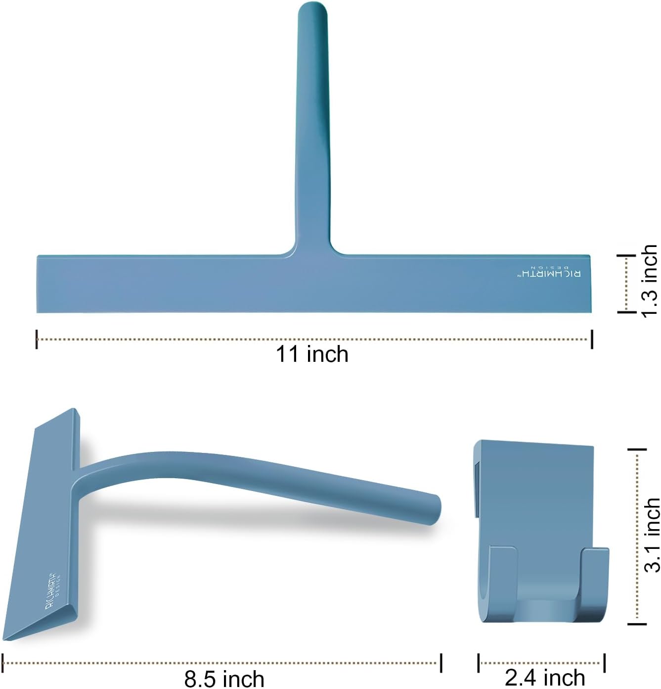 Shower Glass Cleaner Squeegee, 9 Inch Width Silicone Bathroom Squeegee for Shower, Glass, Car Window, Mirror - Green