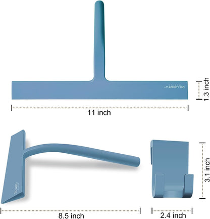 Shower Glass Cleaner Squeegee, 9 Inch Width Silicone Bathroom Squeegee for Shower, Glass, Car Window, Mirror - Green