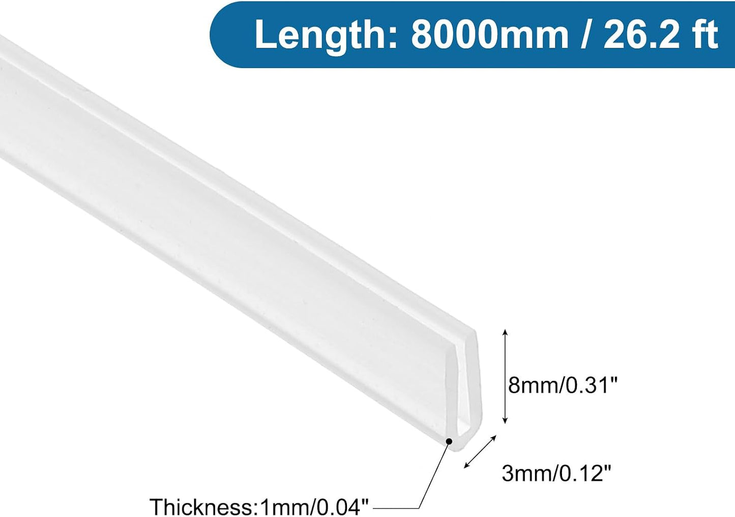 PATIKIL U Channel Edging Trim, 26Ft Sheet Metal Edge Guard Protector Rubber Edge Trim Air Sealed Seal Strip, 5/64" Slot, Fits 1/16"-5/64" Edge, 9/32" x5/128 x5/32