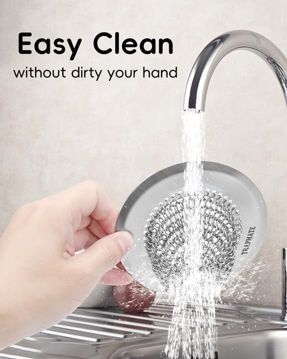 Reversible Kitchen Sink Drain Strainer Basket for Sink & Garbage Disposal | Easy Clean, Anti-Clogging, Fast Drainage, Anti-Slip, Anti-Rust, 304 Stainless Steel, Large Capacity, 4.4",Patented Chain Mesh