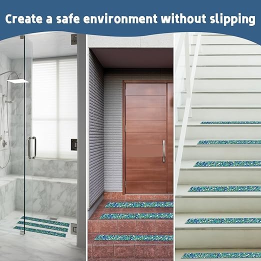 Waterproof Tape for Pools, 2" x15FT Heavy Duty Anti Slip Stair Treads Outdoor Tape Non-Slip Rubber Grip Tape Shower Strips Slip Resistant Tape Traction Tape for Stairs Showers Bathroom Trails